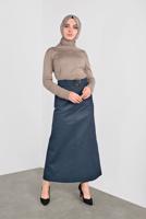 Tesettür giyim LACİVERT ALVİNA DÜĞMELİ CEPLİ ETEK 60124 