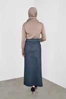 Tesettür giyim LACİVERT ALVİNA DÜĞMELİ CEPLİ ETEK 60124 