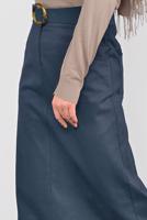 Tesettür giyim LACİVERT ALVİNA DÜĞMELİ CEPLİ ETEK 60124 