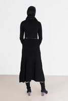 Tesettür giyim SİYAH ALVİNA PLİSELİ DÜĞME DETAYLI TRİKO ETEK 60207 