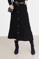 Tesettür giyim SİYAH ALVİNA PLİSELİ DÜĞME DETAYLI TRİKO ETEK 60207 