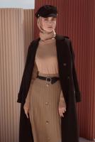 Tesettür giyim KAHVE ALVİNA PLİSELİ DÜĞME DETAYLI TRİKO ETEK 60207 