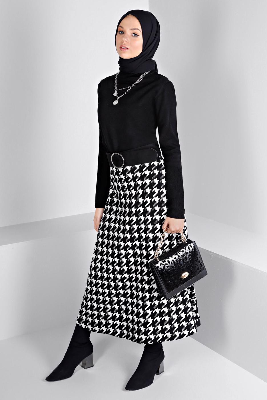 Tesettür giyim SİYAH ALVİNA TRİKO ETEK T 60320