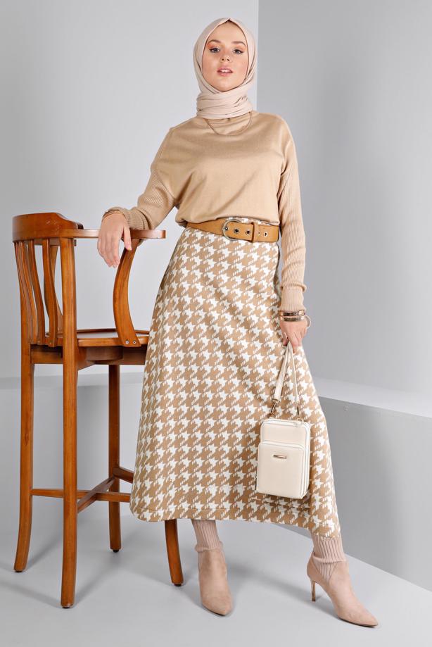 Vêtements hijab BRUN ALVINA JUPE EN TRICOT T 60320 - TRENDTESETTÜR
