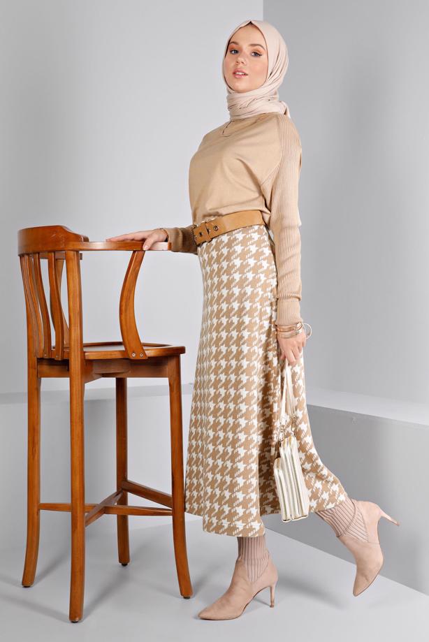 Vêtements hijab BRUN ALVINA JUPE EN TRICOT T 60320 - TRENDTESETTÜR