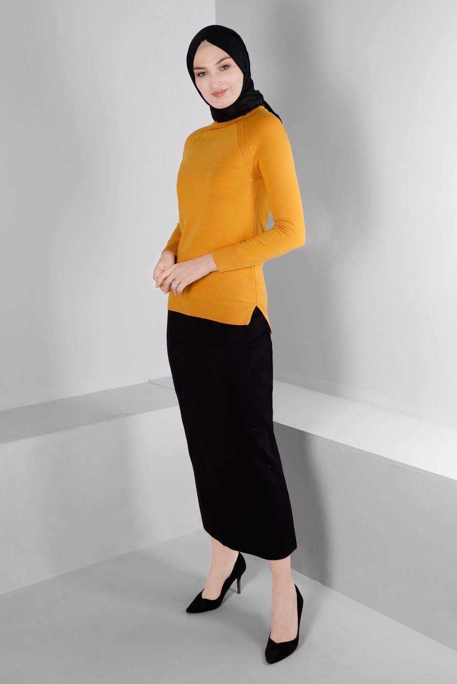 Tesettür giyim SİYAH ALVİNA TRİKO ETEK T 60321