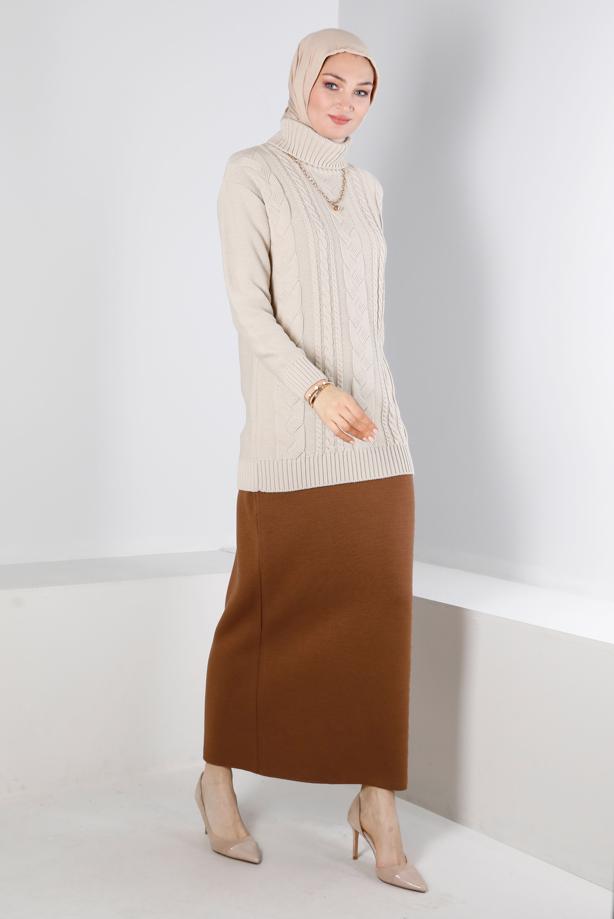 Vêtements hijab BRUN ALVINA JUPE EN TRICOT T 60321 - TRENDTESETTÜR