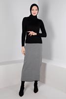 Tesettür giyim SİYAH ALVİNA TRİKO ETEK T 60322