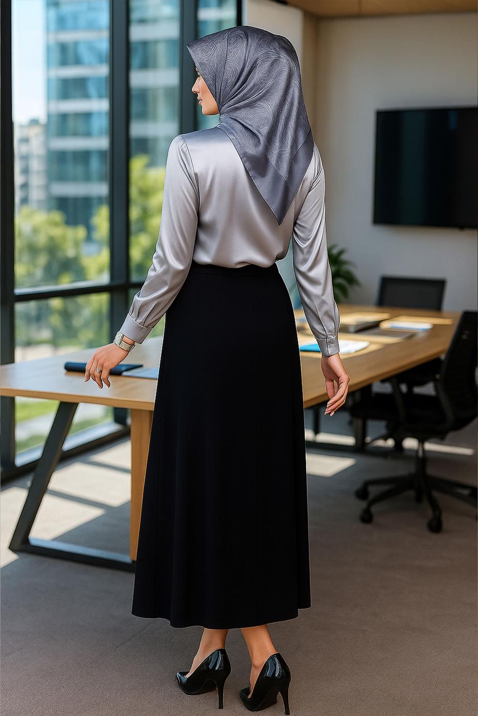 Hijab clothing BLACK ALVINA STRAIGHT CUT SKIRT T 60327