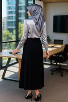Hijab clothing BLACK ALVINA STRAIGHT CUT SKIRT T 60327