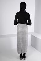 Tesettür giyim SİYAH ALVİNA EKOSE DESENLİ ETEK T 60333