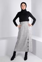 Tesettür giyim SİYAH ALVİNA EKOSE DESENLİ ETEK T 60333