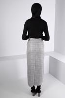 Tesettür giyim SİYAH ALVİNA EKOSE DESENLİ ETEK T 60333