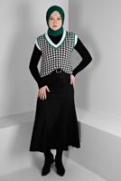 Tesettür giyim SİYAH ALVİNA KEMERLİ ETEK T 60335