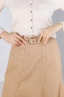 Tesettür giyim KAHVE ALVİNA KEMERLİ ETEK T 60335