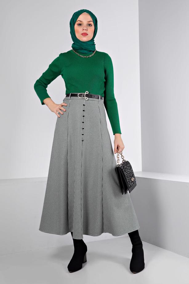 Vêtements hijab VERT  ALVINA JUPE CEINTURE T 60345 - TRENDTESETTÜR