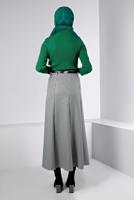 Tesettür giyim YEŞİL ALVİNA KEMERLİ ETEK T 60345