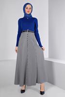 Tesettür giyim LACİVERT ALVİNA KEMERLİ ETEK T 60345