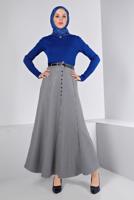 Tesettür giyim LACİVERT ALVİNA KEMERLİ ETEK T 60345