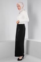Tesettür giyim SİYAH ALVİNA KUŞGÖZÜ DETAYLI ETEK T 60346