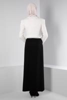 Tesettür giyim SİYAH ALVİNA KUŞGÖZÜ DETAYLI ETEK T 60346