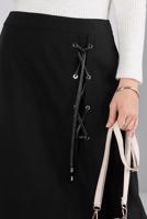 Tesettür giyim SİYAH ALVİNA KUŞGÖZÜ DETAYLI ETEK T 60346