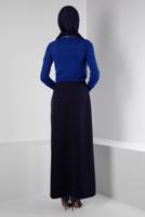 Tesettür giyim LACİVERT ALVİNA KUŞGÖZÜ DETAYLI ETEK T 60346
