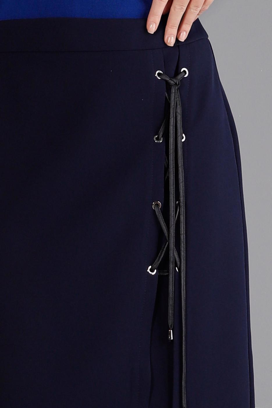 Tesettür giyim LACİVERT ALVİNA KUŞGÖZÜ DETAYLI ETEK T 60346