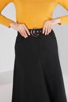 Tesettür giyim SİYAH ALVİNA KEMERLİ ETEK T 60347