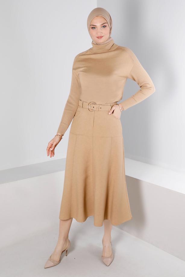 Vêtements hijab BEIGE JUPE CEINTURE ALVINA T 60347 - TRENDTESETTÜR