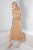 Tesettür giyim BEJ ALVİNA KEMERLİ ETEK T 60347