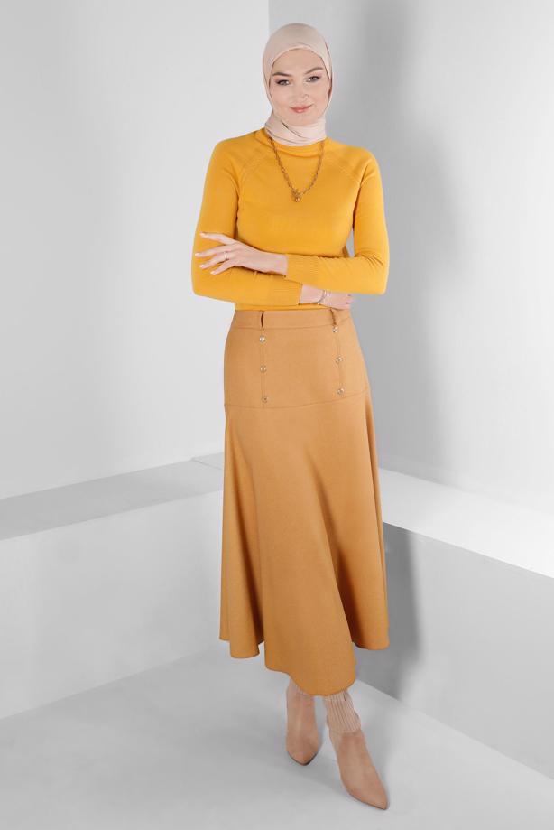 Vêtements hijab ORANGE ALVINA JUPE DÉTAIL BOUTONS T 60353 - TRENDTESETTÜR