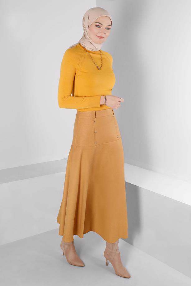Vêtements hijab ORANGE ALVINA JUPE DÉTAIL BOUTONS T 60353 - TRENDTESETTÜR