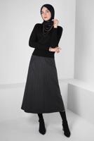 Tesettür giyim GRİ ALVİNA DESENLİ ETEK T 60359