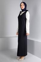 Tesettür giyim LACİVERT ALVİNA OMUZLARI BAĞCIKLI JİLE 40414 