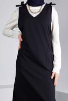 Tesettür giyim LACİVERT ALVİNA OMUZLARI BAĞCIKLI JİLE 40414 