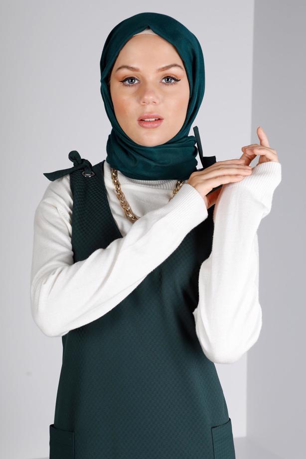 Vêtements hijab VERT ROBE SALOPETTE NOUÉE ALVİNA 40414 - TRENDTESETTÜR