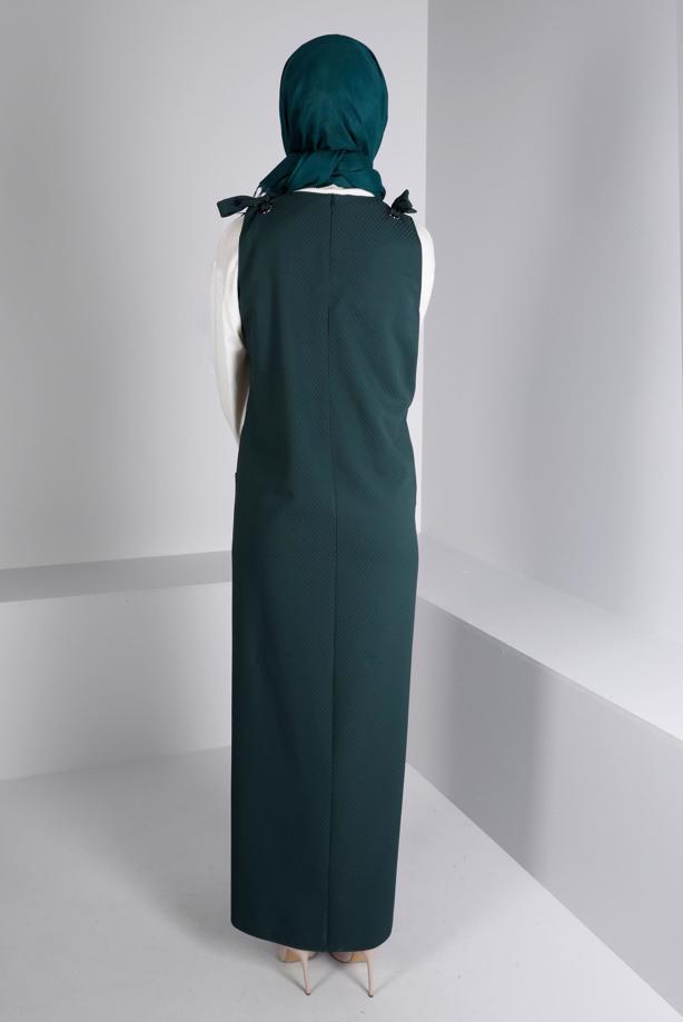 Vêtements hijab VERT ROBE SALOPETTE NOUÉE ALVİNA 40414 - TRENDTESETTÜR