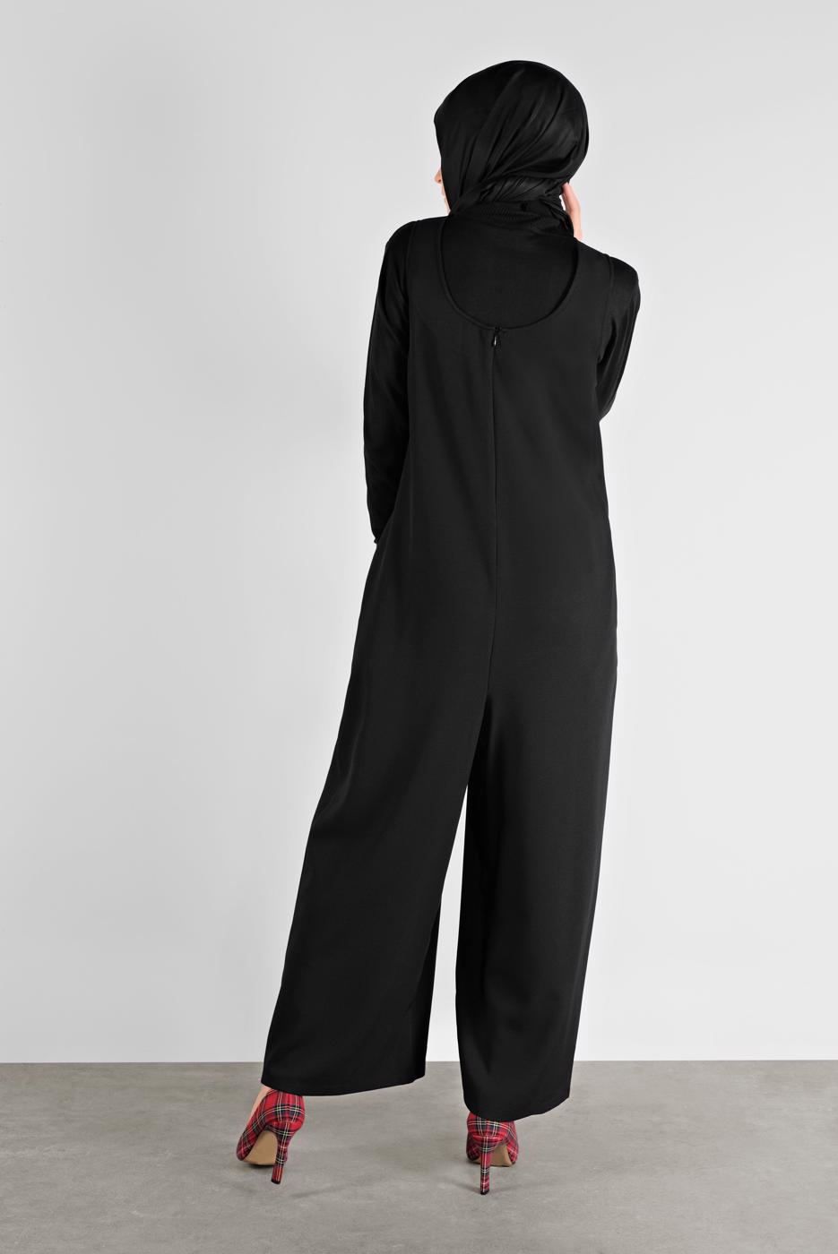 Tesettür giyim SİYAH ALVİNA DÜĞMELİ JİLE 41118	