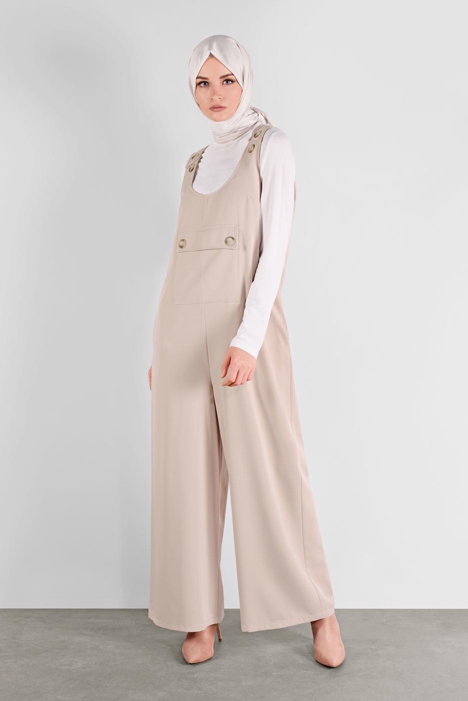 Tesettür giyim BEJ ALVİNA DÜĞMELİ JİLE 41118	