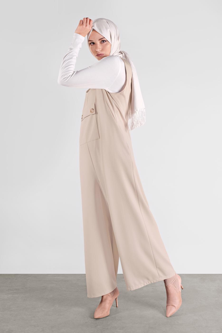 Tesettür giyim BEJ ALVİNA DÜĞMELİ JİLE 41118	