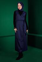 Tesettür giyim LACİVERT ALVİNA BAĞLAMA DETAYLI JİLE T 43318