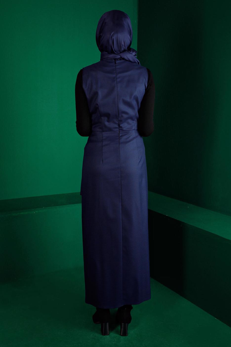 Tesettür giyim LACİVERT ALVİNA BAĞLAMA DETAYLI JİLE T 43318