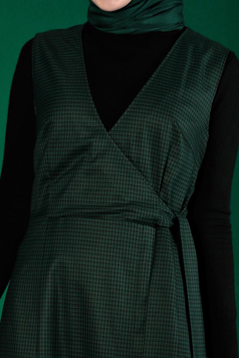 Tesettür giyim YEŞİL ALVİNA BAĞLAMA DETAYLI JİLE T 43318