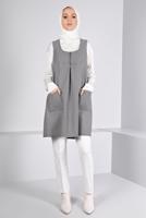 Tesettür giyim GRİ ALVİNA KAZAYAĞI DESENLİ JİLE T 43431