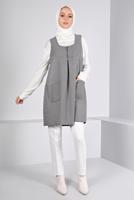 Tesettür giyim GRİ ALVİNA KAZAYAĞI DESENLİ JİLE T 43431