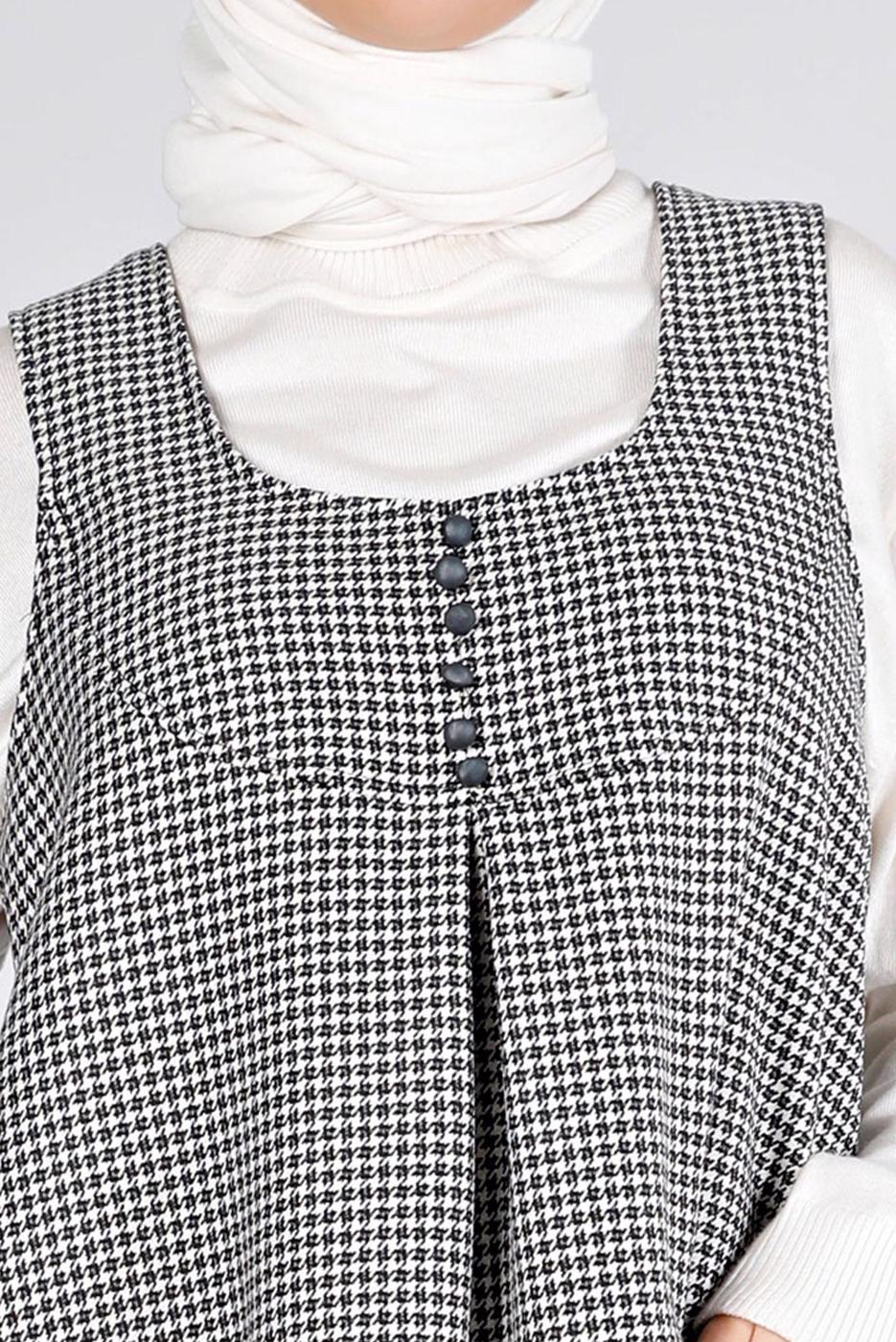 Tesettür giyim GRİ ALVİNA KAZAYAĞI DESENLİ JİLE T 43431