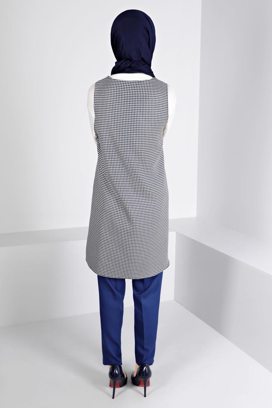 Tesettür giyim LACİVERT ALVİNA KAZAYAĞI DESENLİ JİLE T 43431