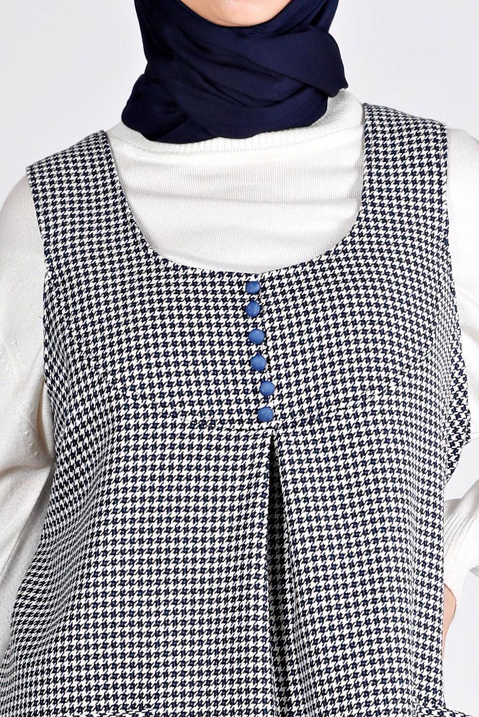 Tesettür giyim LACİVERT ALVİNA KAZAYAĞI DESENLİ JİLE T 43431