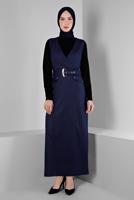 Hijab clothing NAVY BLUE ALVINA BELTED PINAFORE DRESS T 43454